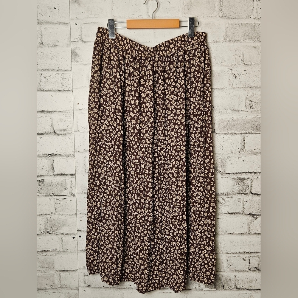 Kathie Lee Collection Vintage Floral Midi Skirt Brown Cottagecore Size 18W